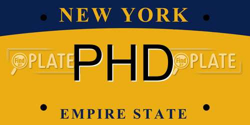 PHD New York License Plate
