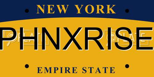 PHNXRISE New York License Plate