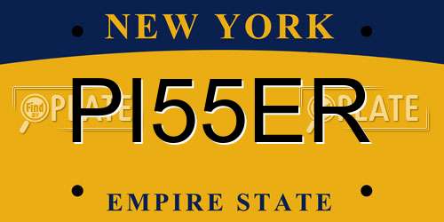 PI55ER New York License Plate