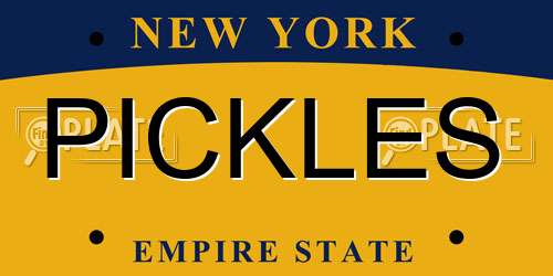 PICKLES New York License Plate