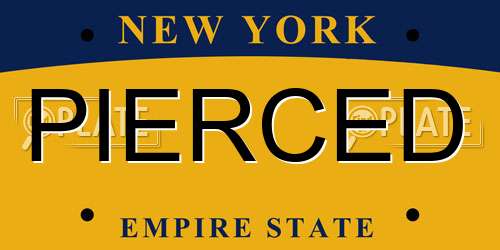PIERCED New York License Plate