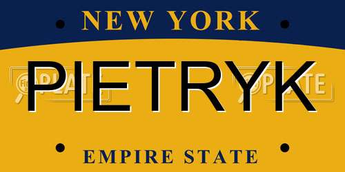 PIETRYK New York License Plate