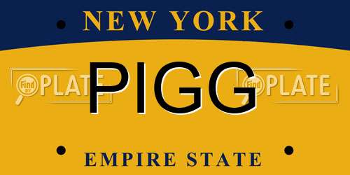PIGG New York License Plate