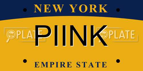 PIINK New York License Plate