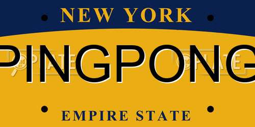 PINGPONG New York License Plate