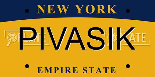 PIVASIK New York License Plate