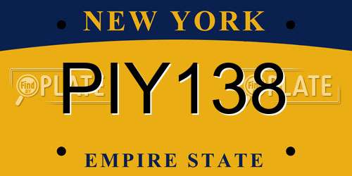 PIY138 New York License Plate