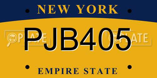 PJB405 New York License Plate