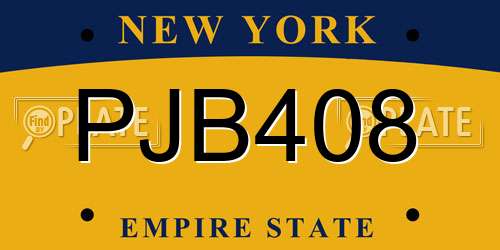PJB408 New York License Plate
