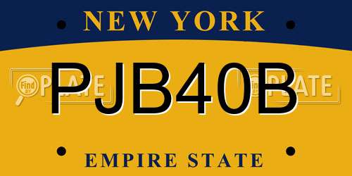 PJB40B New York License Plate