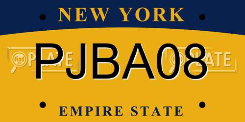 PJBA08 New York License Plate