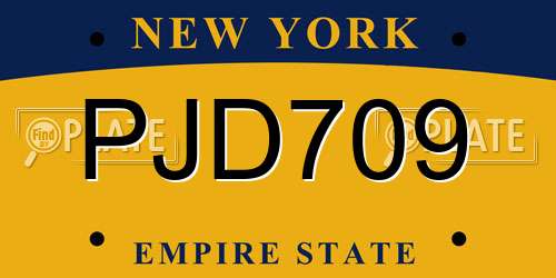PJD709 New York License Plate