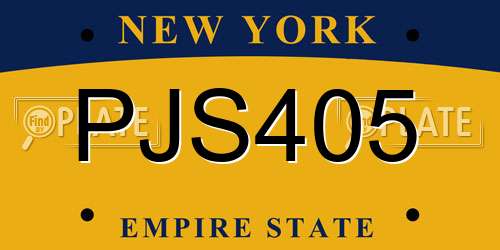 PJS405 New York License Plate