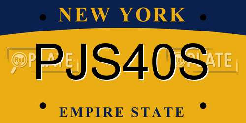 PJS40S New York License Plate