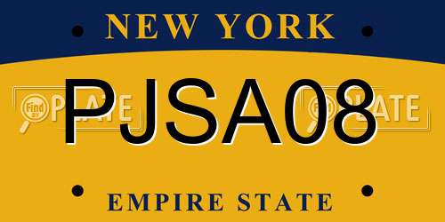 PJSA08 New York License Plate
