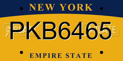 PKB6465 New York License Plate