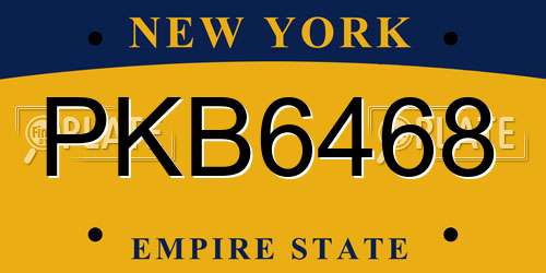 PKB6468 New York License Plate