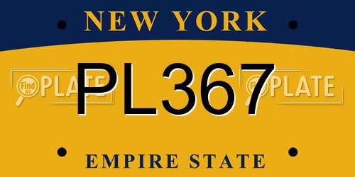 PL367 New York License Plate