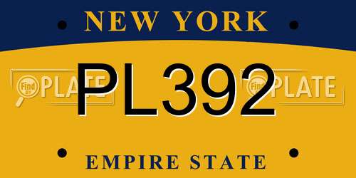 PL392 New York License Plate