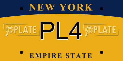 PL4 New York License Plate
