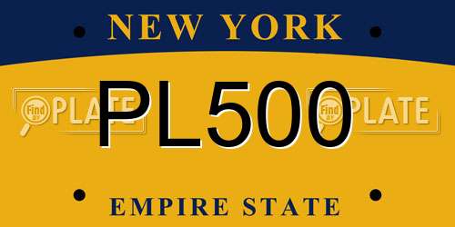PL500 New York License Plate