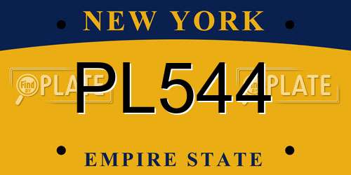 PL544 New York License Plate