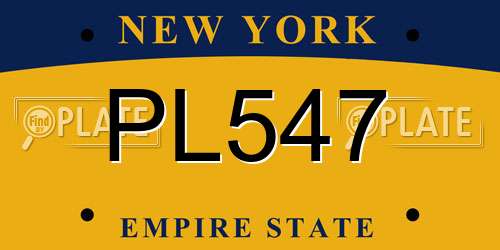 PL547 New York License Plate