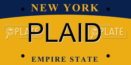 PLAID New York License Plate