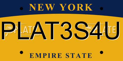 PLAT3S4U New York License Plate