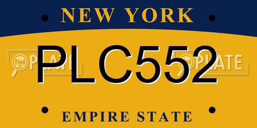 PLC552 New York License Plate