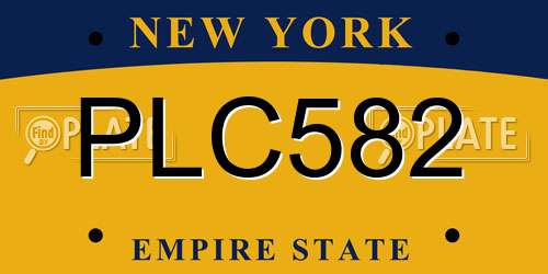 PLC582 New York License Plate