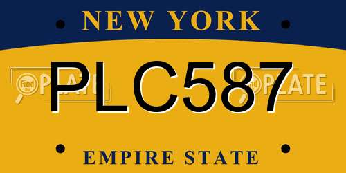 PLC587 New York License Plate