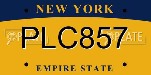 PLC857 New York License Plate