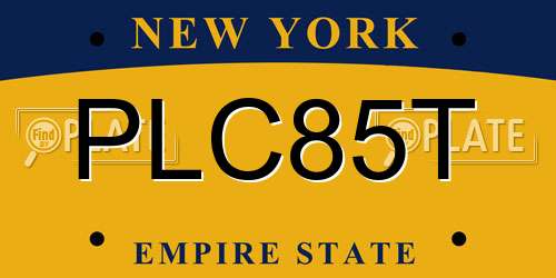 PLC85T New York License Plate