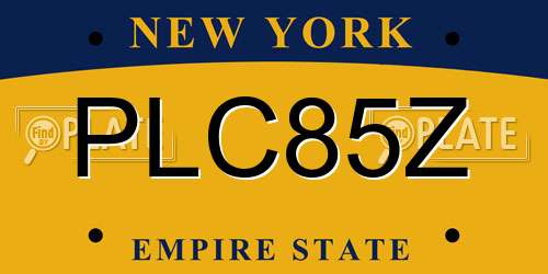 PLC85Z New York License Plate