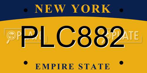 PLC882 New York License Plate