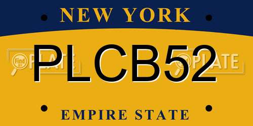 PLCB52 New York License Plate