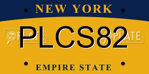 PLCS82 New York License Plate