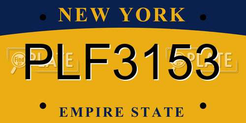 PLF3153 New York License Plate