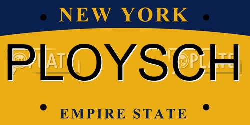 PLOYSCH New York License Plate