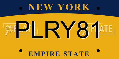 PLRY81 New York License Plate