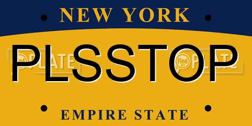 PLSSTOP New York License Plate
