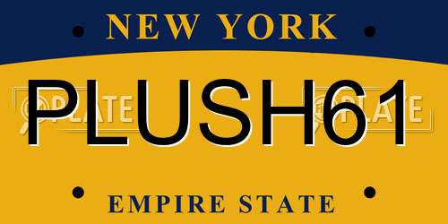 PLUSH61 New York License Plate