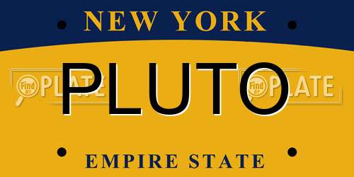 PLUTO New York License Plate