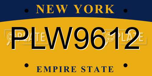 PLW9612 New York License Plate