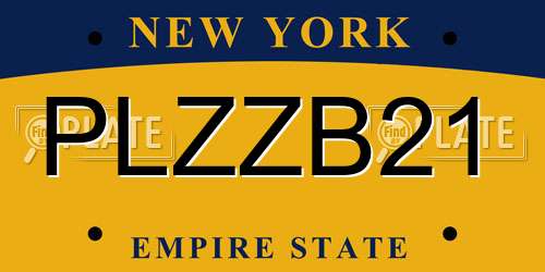 PLZZB21 New York License Plate