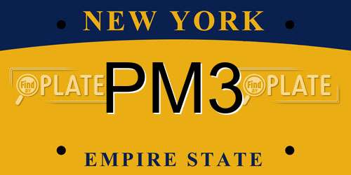 PM3 New York License Plate