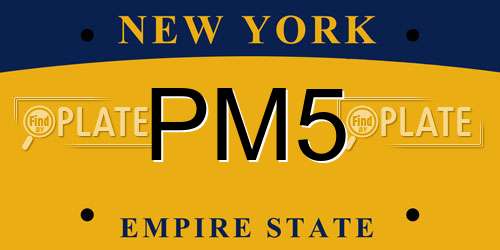 PM5 New York License Plate