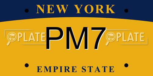 PM7 New York License Plate