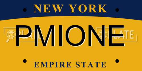 PMIONE New York License Plate